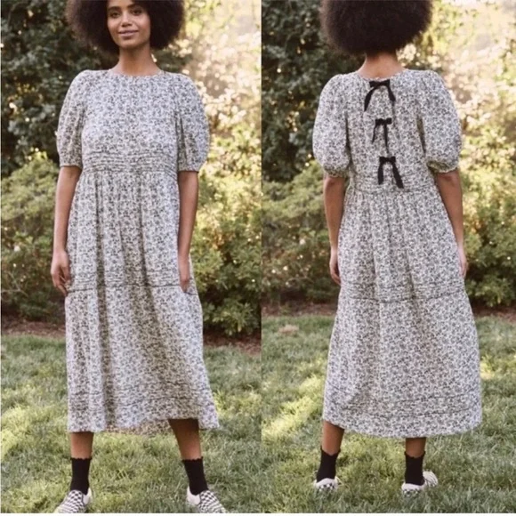 The Great Medium Songbird Bow-Back Midi Dress Tie Back - Picture 1 of 13